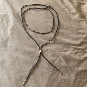 Madewell layerings necklace on leather cord.